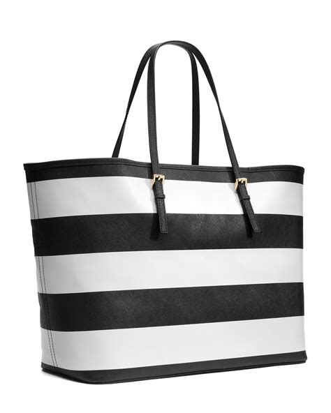 black and white striped tote michael kors|michael kors large black tote.